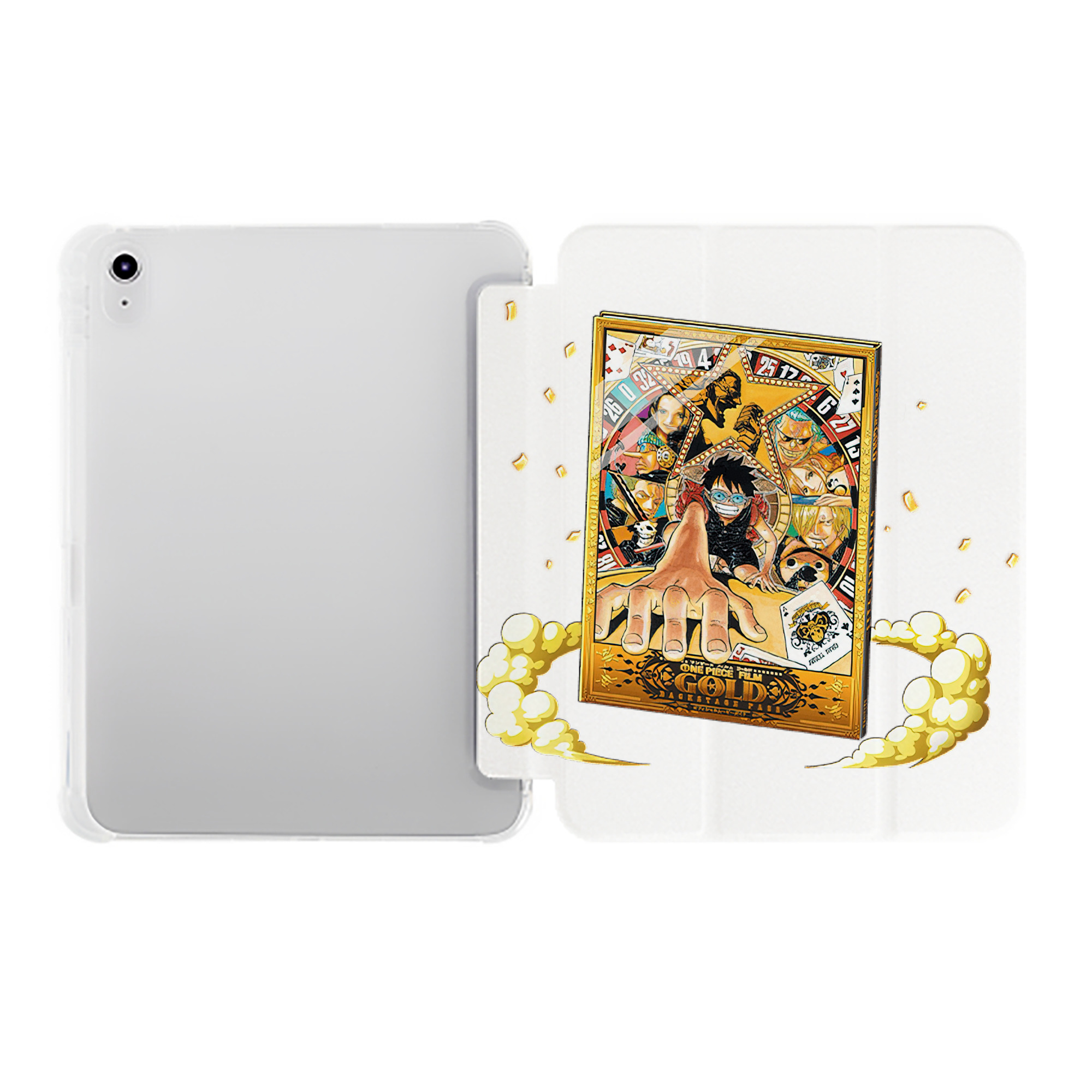 （画像用） ワンピース モンキー・D・ルフィ ONE PIECE Monkey D. Luffy IPad ケース ペン収納付き 三つ折りスタンド PUレザー×シリコン 対応機種9.5/10.5/10.9インチ